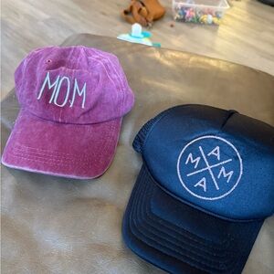 Pink and Black Embroidered Caps